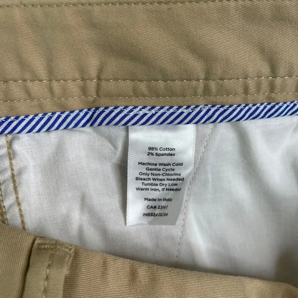 Talbots Womens 14P Relaxed Chino Pants Tan Khaki Stretch Mid Rise Straight